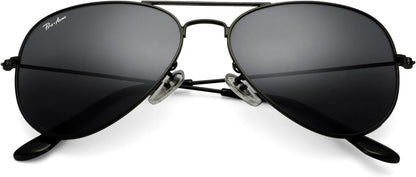 Classic Aviator Sunglasses for Men Women 100% Real Glass Lens