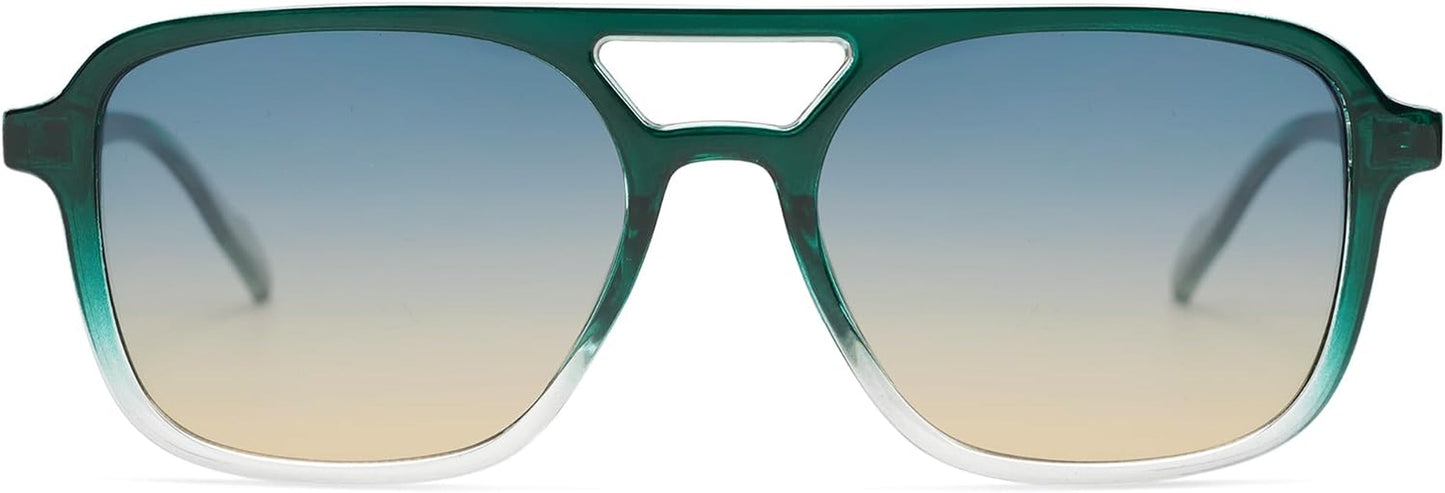 Retro Aviator Sunglasses for Women Men,Trendy Rectangle Womens Mens Shades Sun Glasses SJ2202