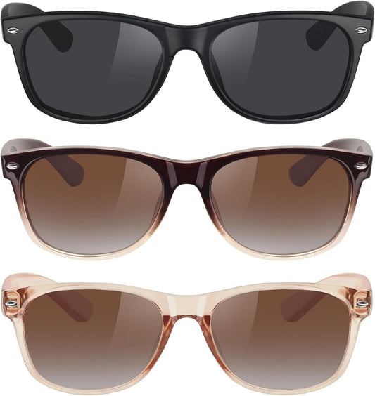 Classic Polarized Sunglasses for Women Men Trendy Retro Sun Glasses for Driving UV Protection (3 Pack)
