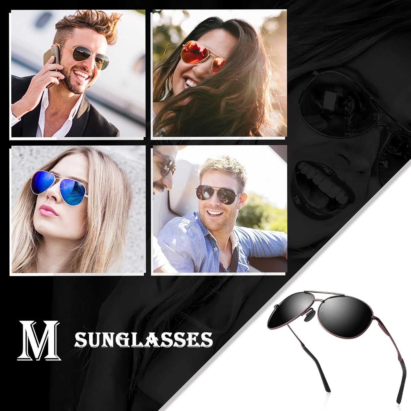Aviator Sunglasses for Men Polarized Women UV Protection Lightweight Driving Fishing Sports Unisex Glasses MX208 - WORLD TIME VISITS