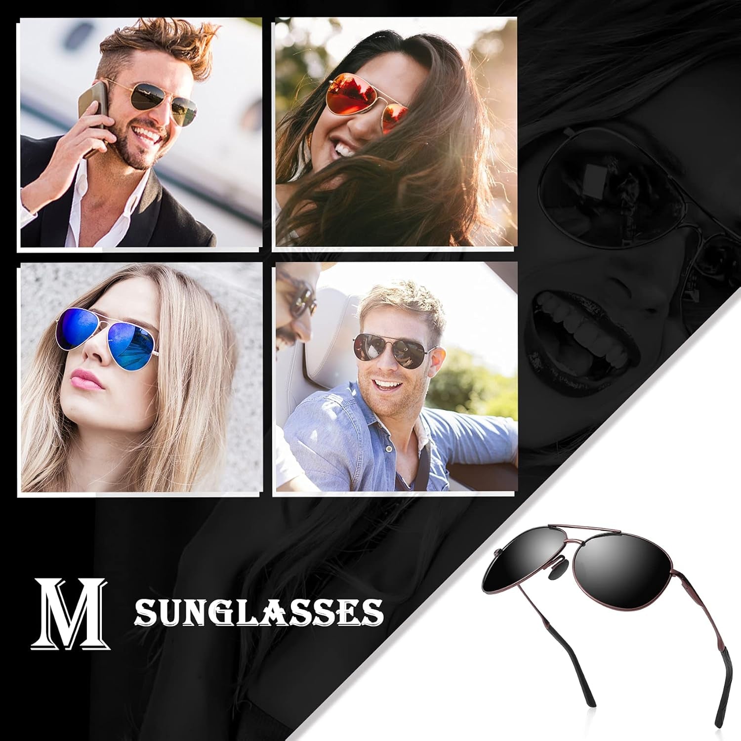 Aviator Sunglasses for Men Polarized Women UV Protection Lightweight Driving Fishing Sports Unisex Glasses MX208 - WORLD TIME VISITS