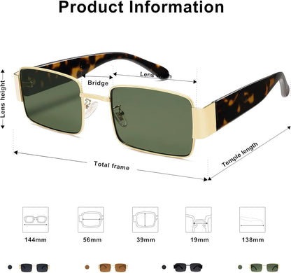 Retro Fashion Rectangle Sunglasses Womens Mens Vintage Trendy Square Shades SJ1162