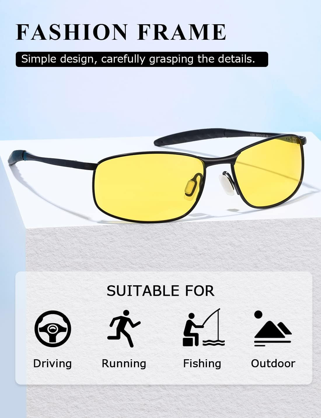 Polarized Sunglasses for Men Rectangle Metal Frame Retro Sun Glasses AE0395 - WORLD TIME VISITS