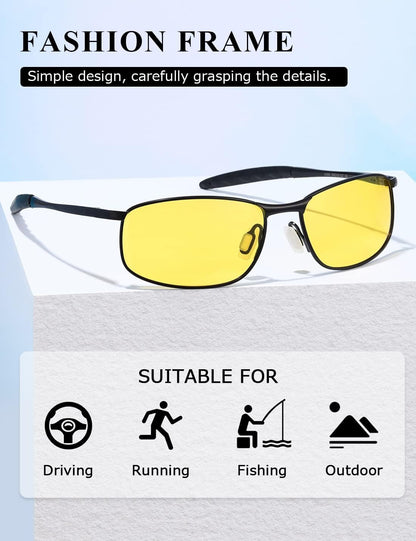 Polarized Sunglasses for Men Rectangle Metal Frame Retro Sun Glasses AE0395 - WORLD TIME VISITS
