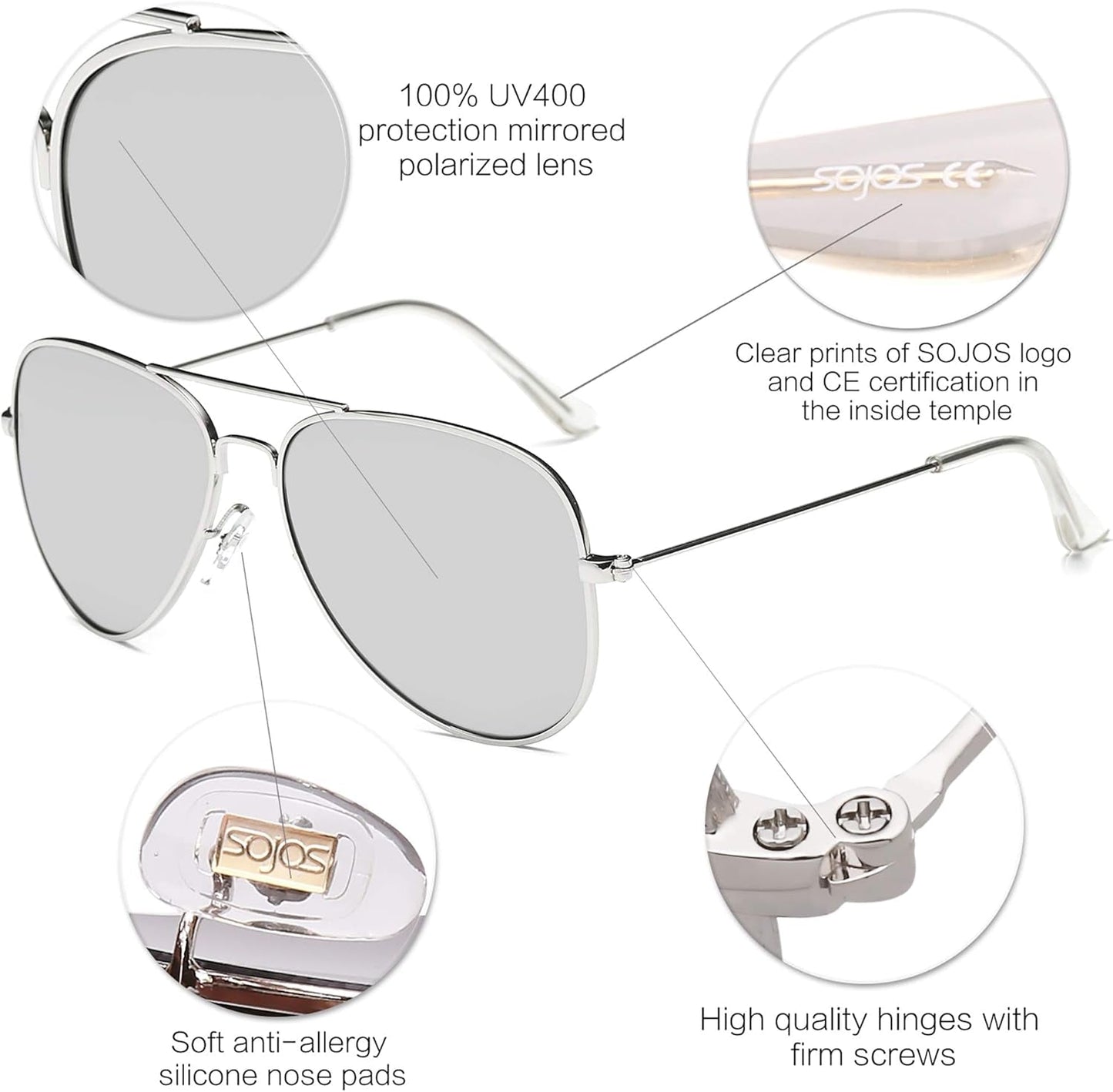 Classic Aviator Polarized Sunglasses for Men Women Vintage Retro Style - WORLD TIME VISITS