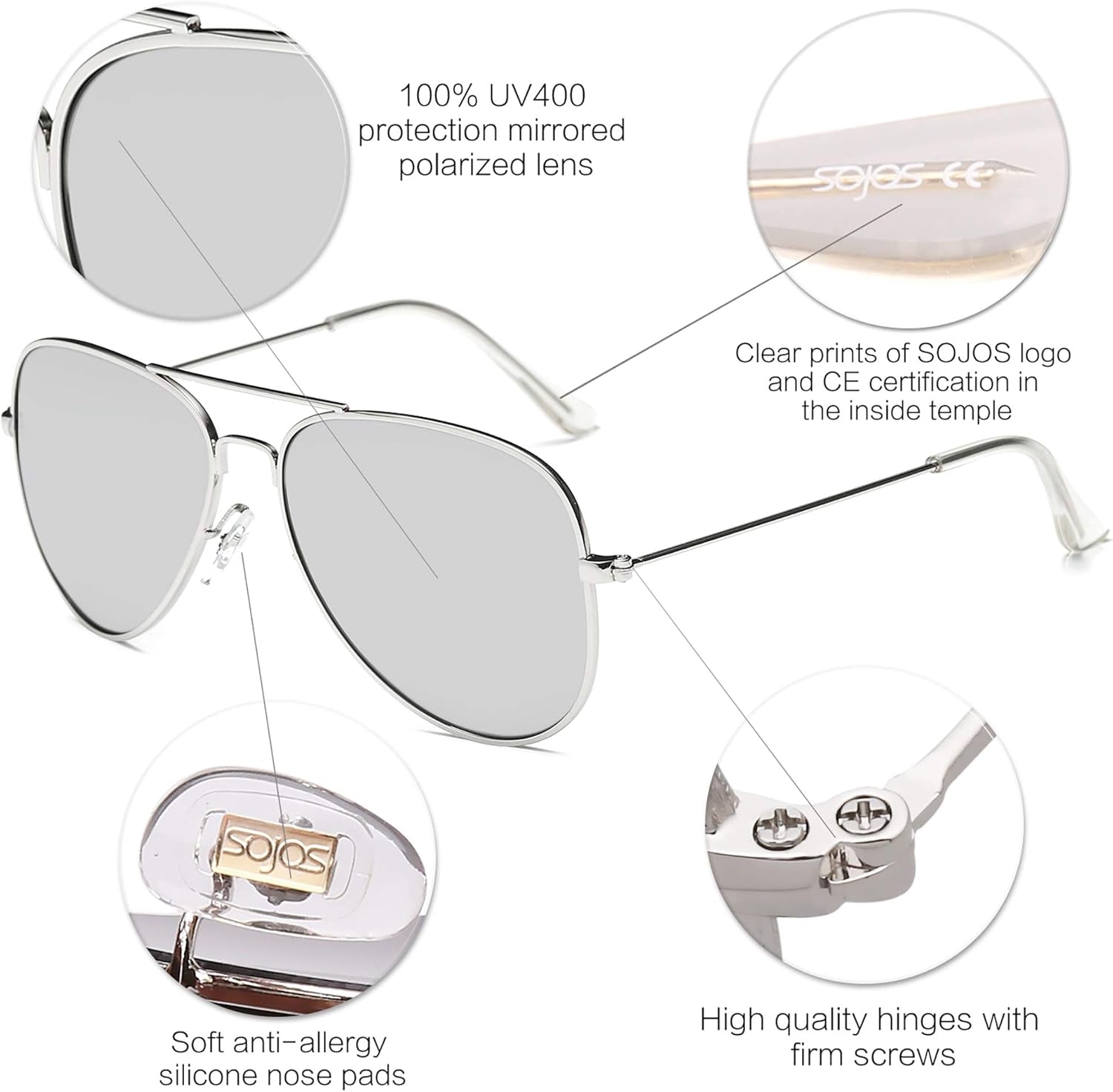 Classic Aviator Polarized Sunglasses for Men Women Vintage Retro Style - WORLD TIME VISITS