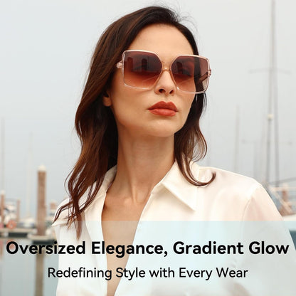 Oversized Square Sunglasses for Women Big Large Wide Fashion Shades for Men UV Protection Unisex - WORLD TIME VISITS