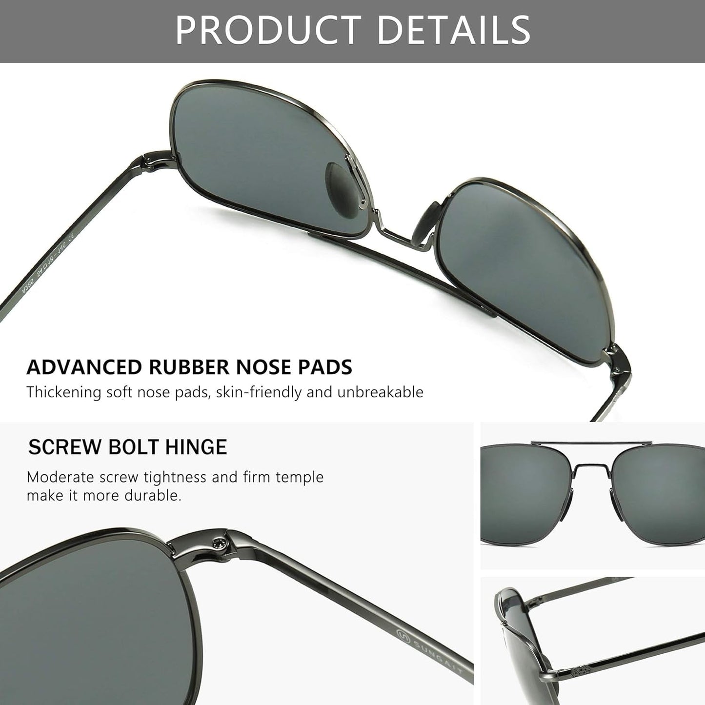 Men'S Military Style Polarized Pilot Aviator Sunglasses Bayonet Temples