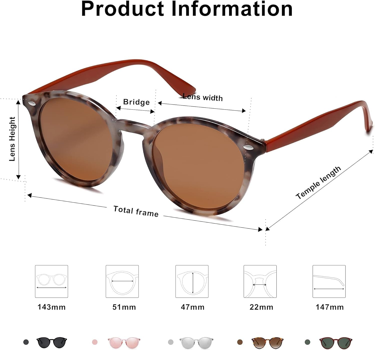 Retro round Polarized Sunglasses for Women Men Classic Vintage Sunnies SJ2069 - WORLD TIME VISITS