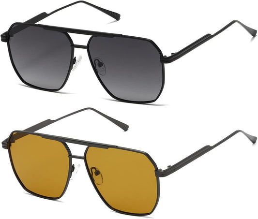 Polarized Sunglasses Womens Men Retro Oversized Square Vintage Shades Classic Large Metal Sun Glasses K1221