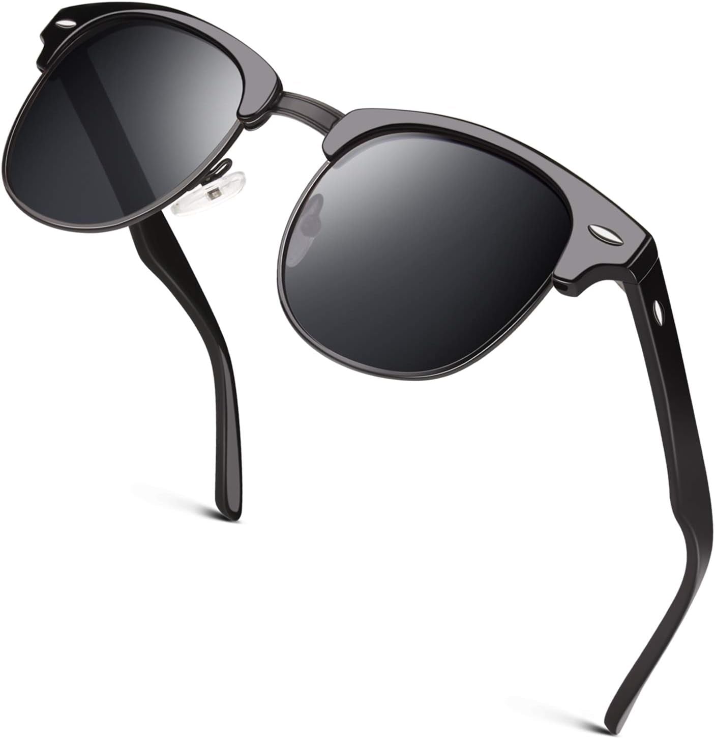 Classic Horn Rimmed Semi Rimless Polarized Sunglasses for Men Women GQO6