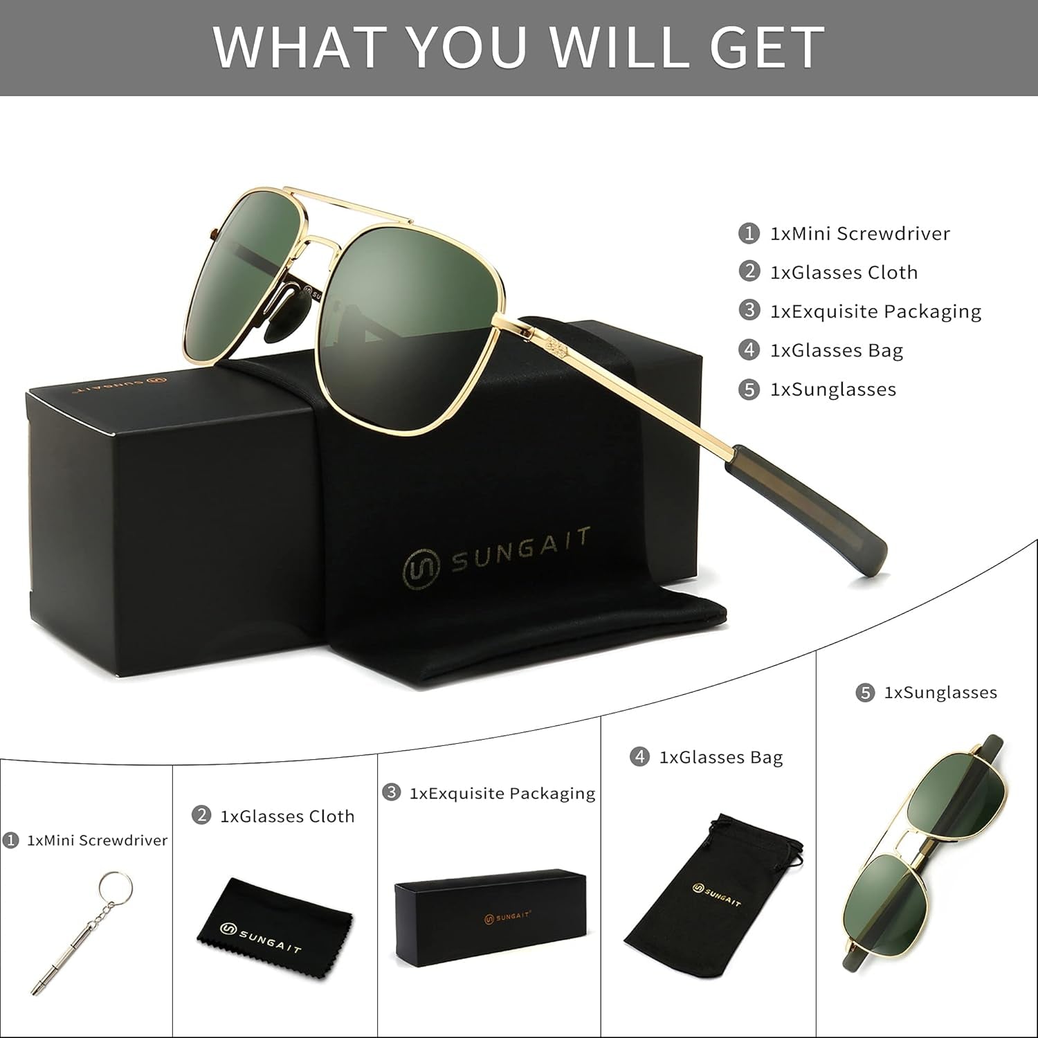 Men'S Military Style Polarized Pilot Aviator Sunglasses Bayonet Temples - WORLD TIME VISITS