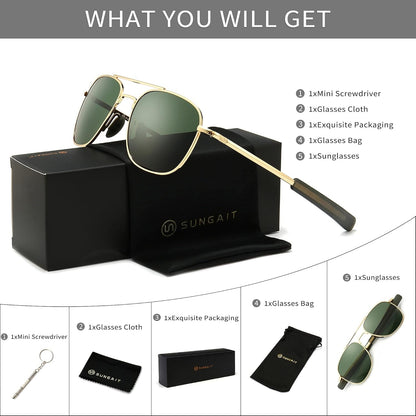 Men'S Military Style Polarized Pilot Aviator Sunglasses Bayonet Temples - WORLD TIME VISITS