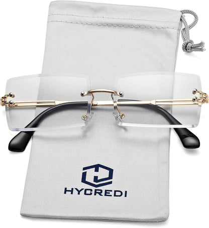 Rectangle Sunglasses for Men/Women Small Rimless Square Shade Eyewear - WORLD TIME VISITS