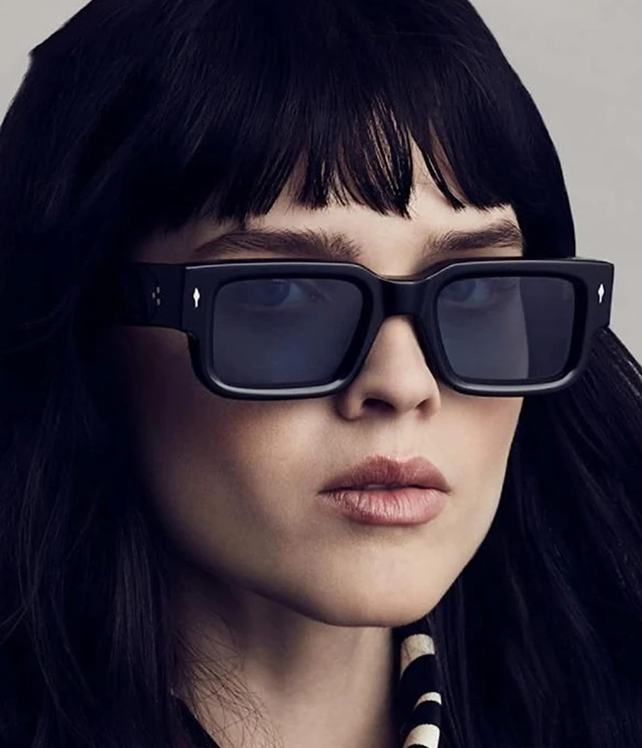 Square Frame Sunglasses for Women Men Trendy Chunky Rectangle Sun Glasses Black Shades UV400 Protection - WORLD TIME VISITS