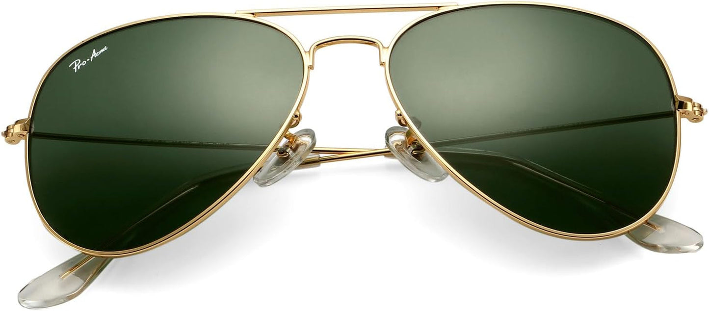 Classic Aviator Sunglasses for Men Women 100% Real Glass Lens