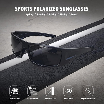 Polarized Sports Sunglasses for Men Women Unbreakable Frame Cycling Fishing Wrap around Sunglasses UV400 Protection