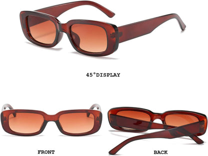 Rectangle Sunglasses for Women Retro Driving Glasses 90’S Vintage Fashion Narrow Square Frame UV400 Protection - WORLD TIME VISITS