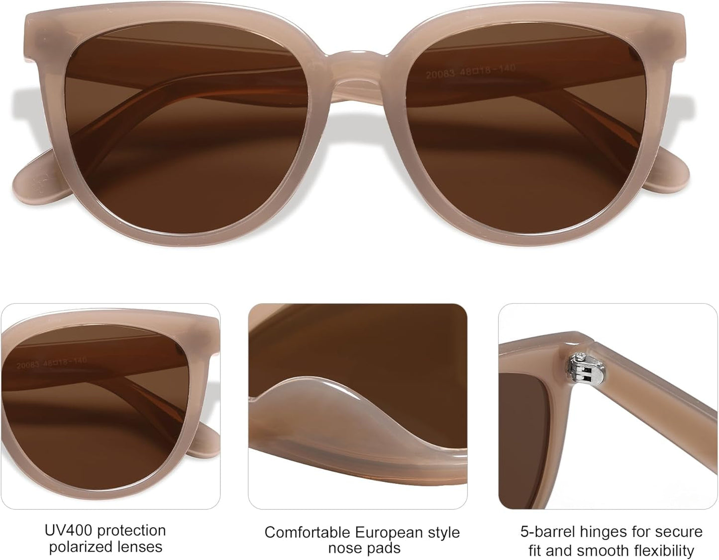 Trendy Cat Eye round Polarized Sunglasses for Women Fashion UV Protection Sunnies Sunglasses SJ2175