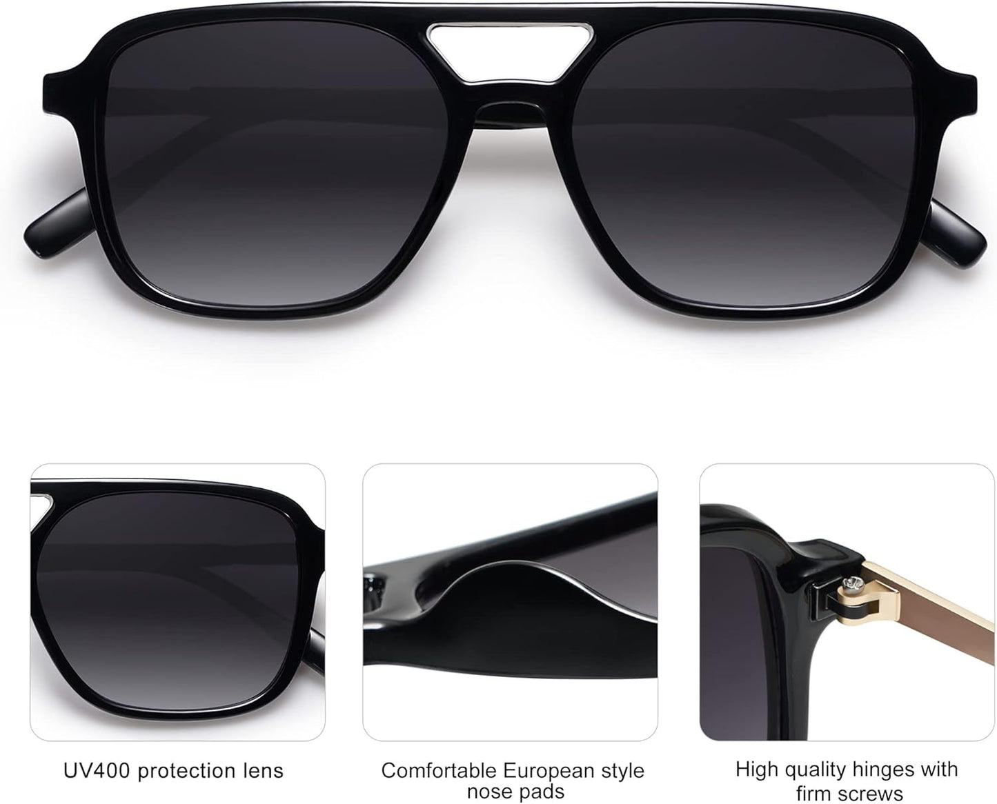 Retro Aviator Sunglasses for Women Men,Trendy Rectangle Womens Mens Shades Sun Glasses SJ2202