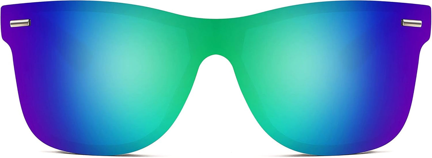 Trendy Rimless Mirrored One Piece Lens Sunglasses Reflective Sun Glasses B4114