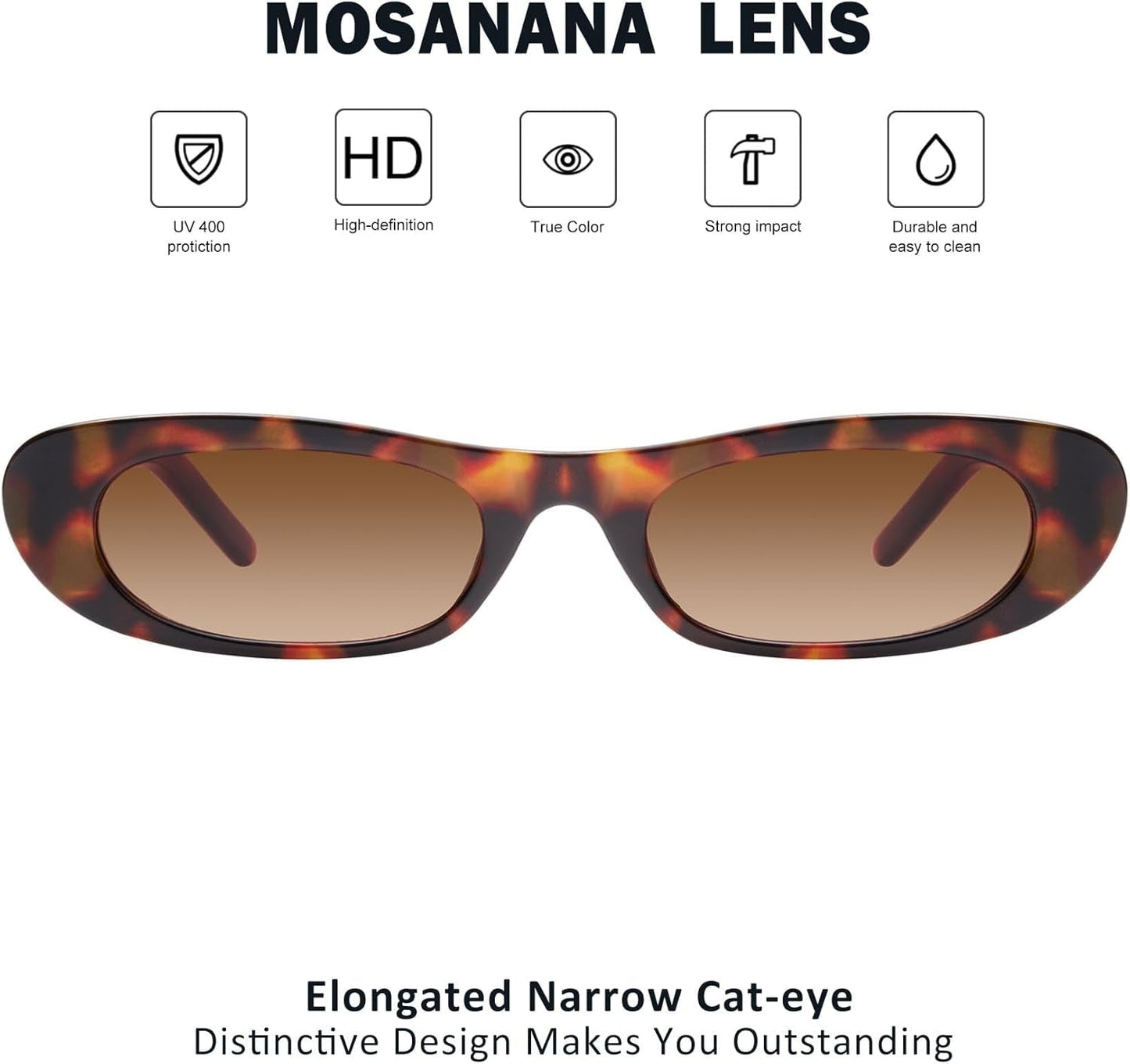 Elongated Narrow Cat Eye Sunglasses for Women MS52357 - WORLD TIME VISITS