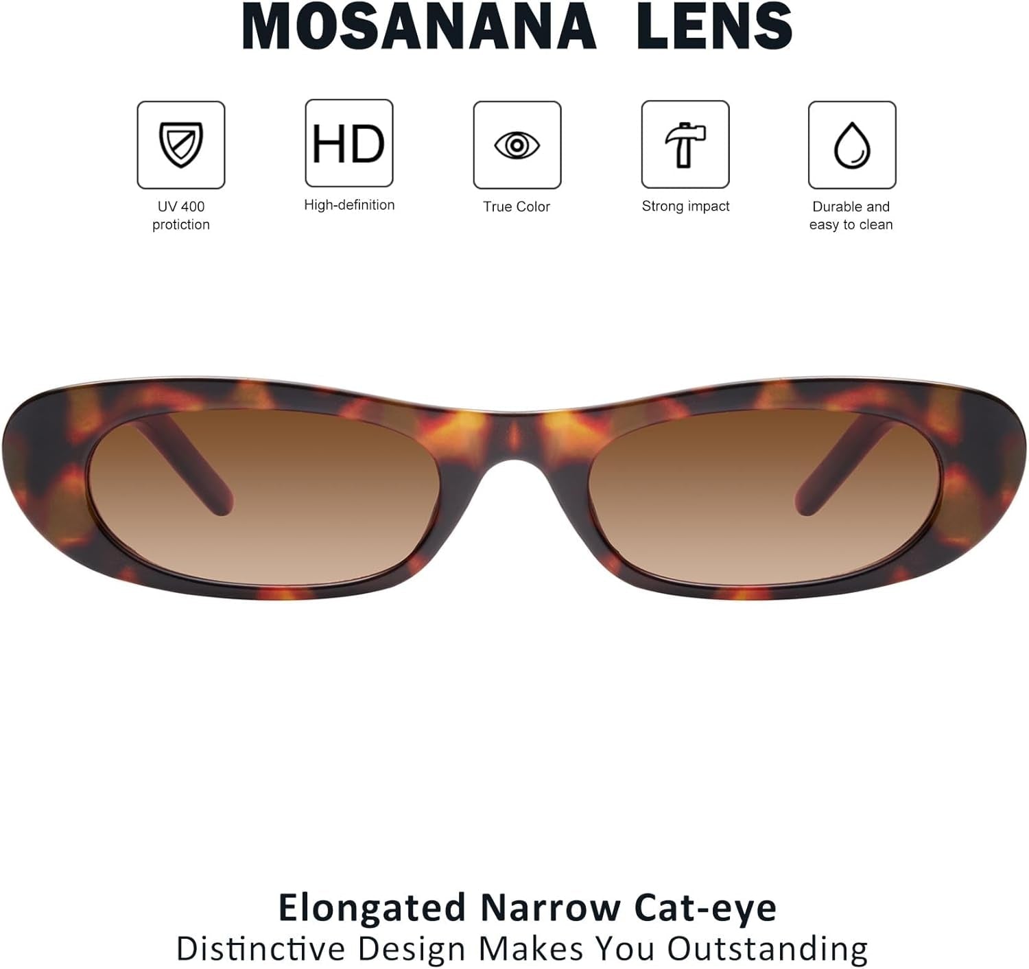 Elongated Narrow Cat Eye Sunglasses for Women MS52357 - WORLD TIME VISITS