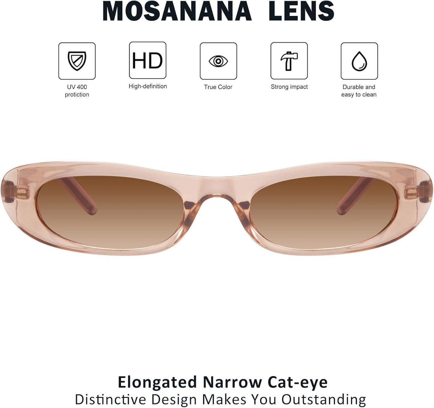 Elongated Narrow Cat Eye Sunglasses for Women MS52357 - WORLD TIME VISITS