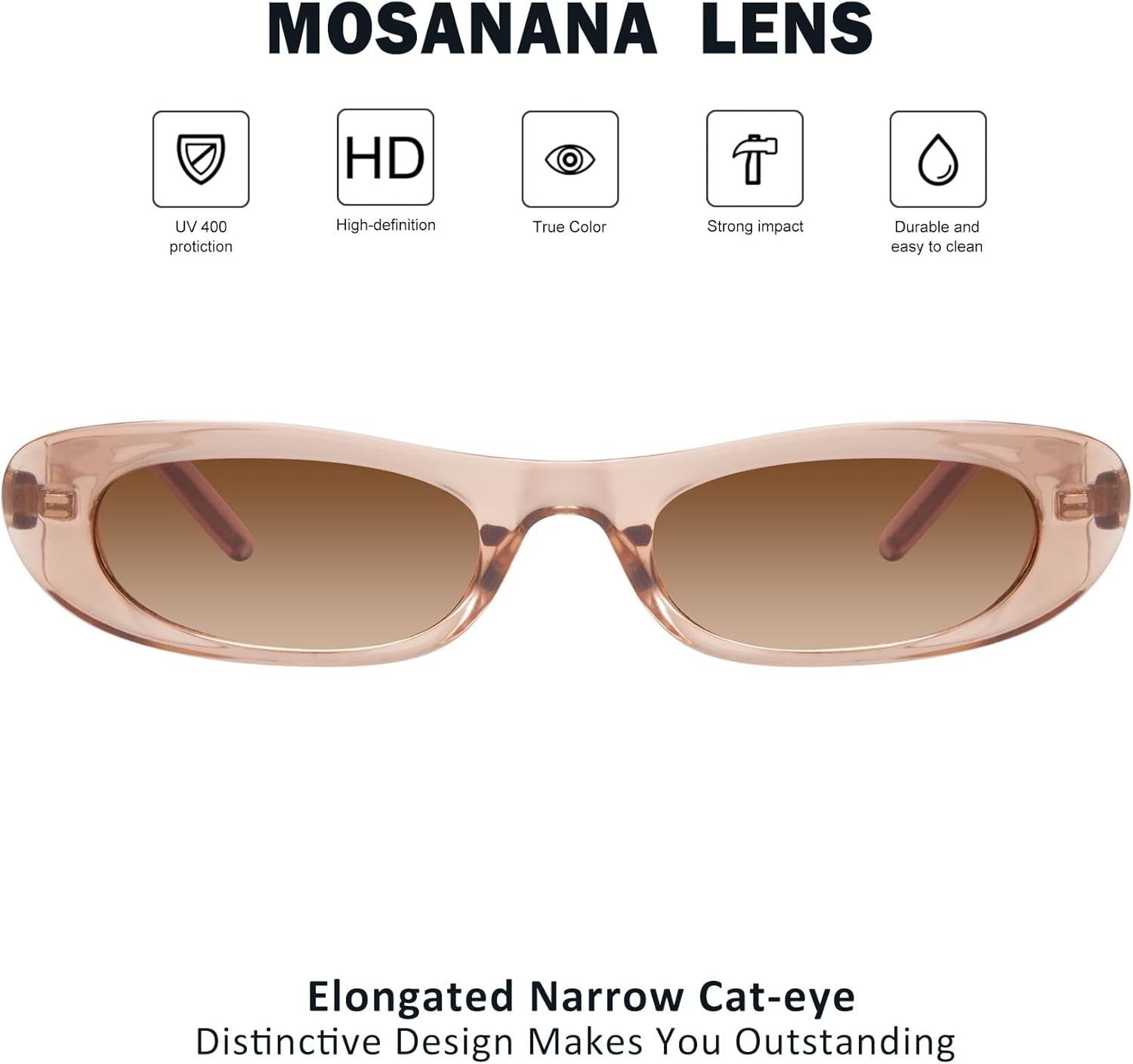 Elongated Narrow Cat Eye Sunglasses for Women MS52357 - WORLD TIME VISITS