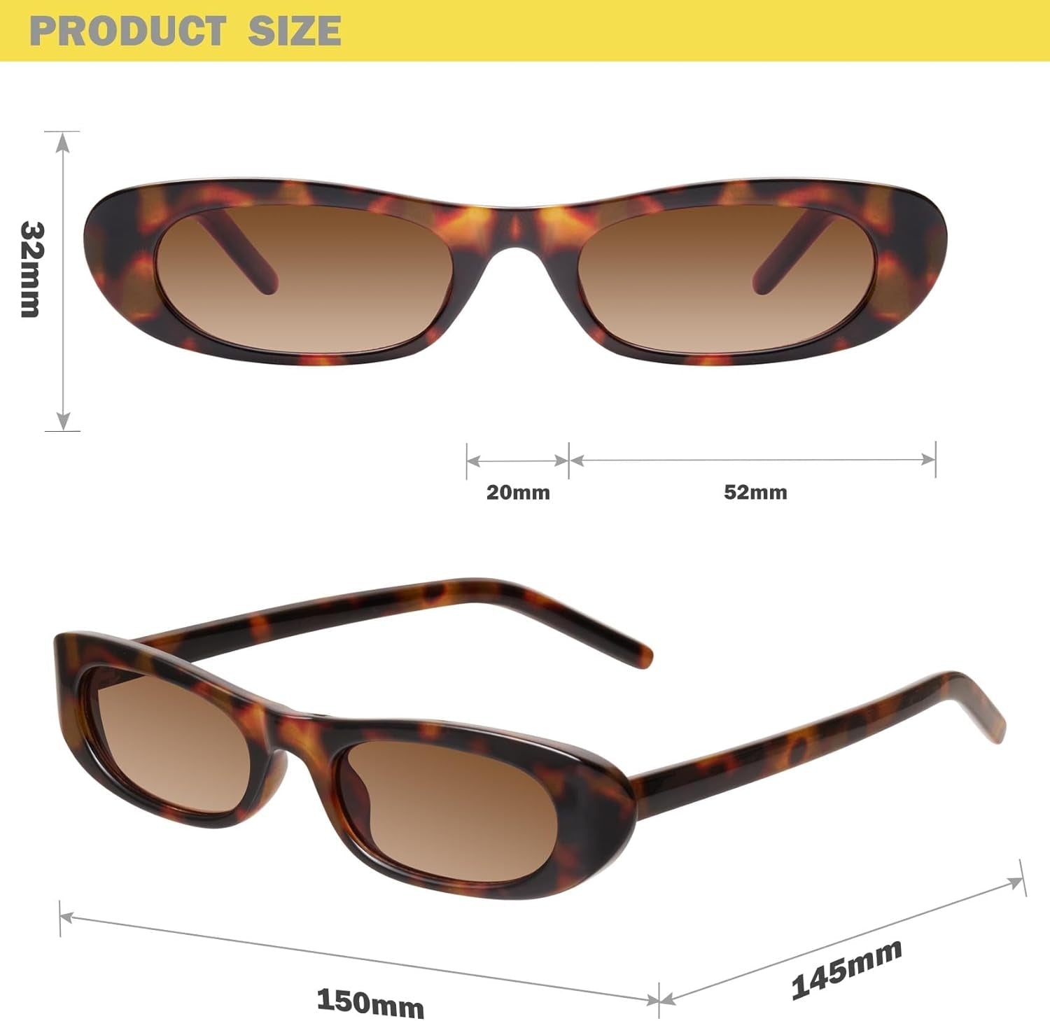 Elongated Narrow Cat Eye Sunglasses for Women MS52357 - WORLD TIME VISITS