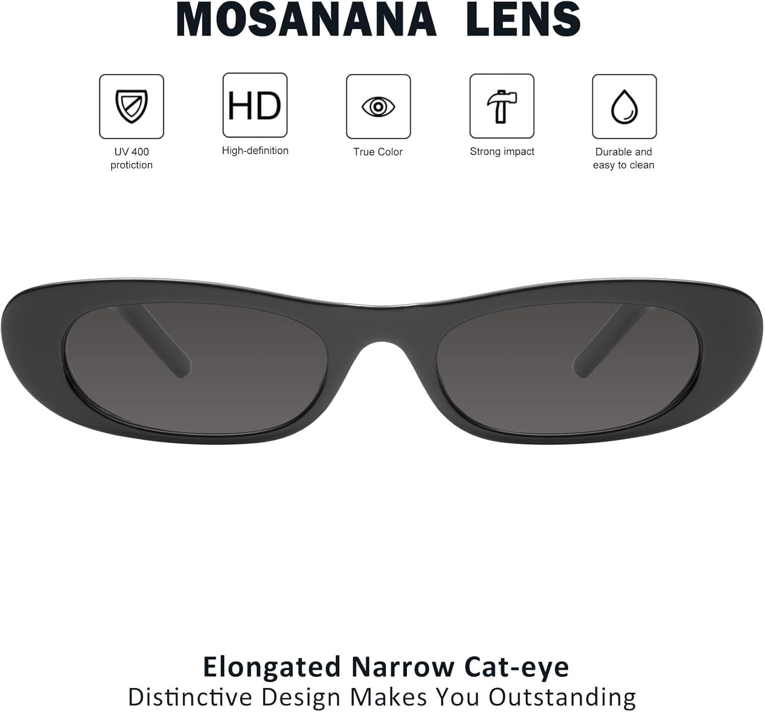 Elongated Narrow Cat Eye Sunglasses for Women MS52357 - WORLD TIME VISITS