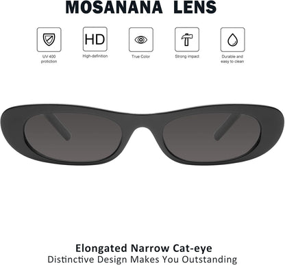 Elongated Narrow Cat Eye Sunglasses for Women MS52357 - WORLD TIME VISITS