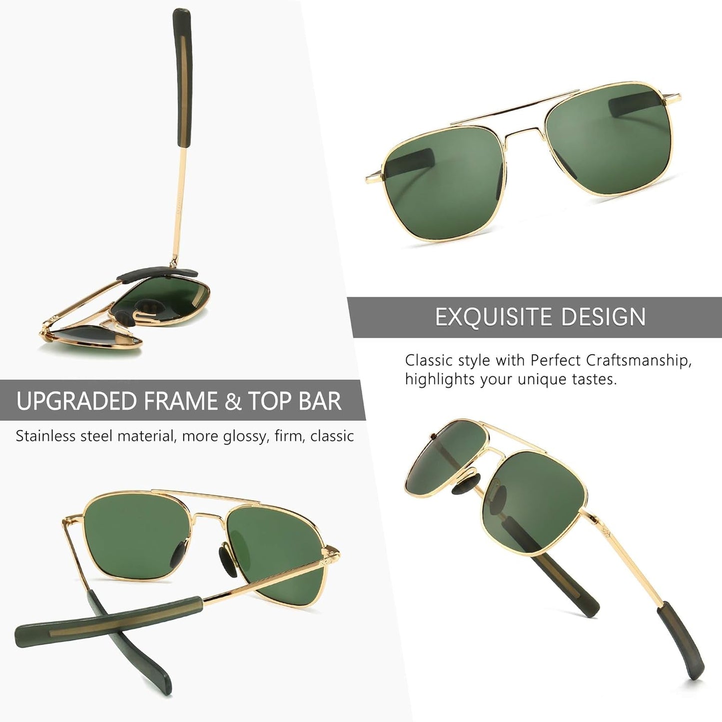 Men'S Military Style Polarized Pilot Aviator Sunglasses Bayonet Temples - WORLD TIME VISITS