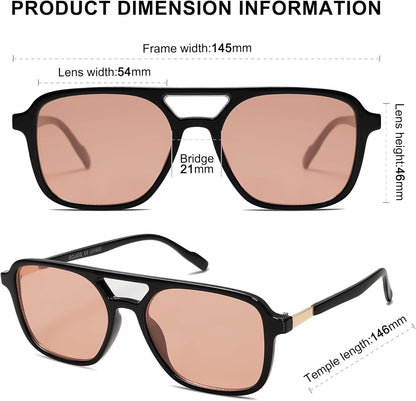 Retro Aviator Sunglasses for Women Men,Trendy Rectangle Womens Mens Shades Sun Glasses SJ2202