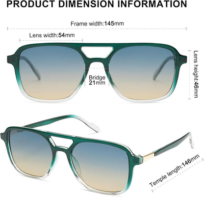 Retro Aviator Sunglasses for Women Men,Trendy Rectangle Womens Mens Shades Sun Glasses SJ2202