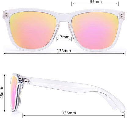 Sunglasses Womens,Classic Square Frame UV400 Mirrored Lens,Sunglasses Fit for Beach,Vacation,Driving