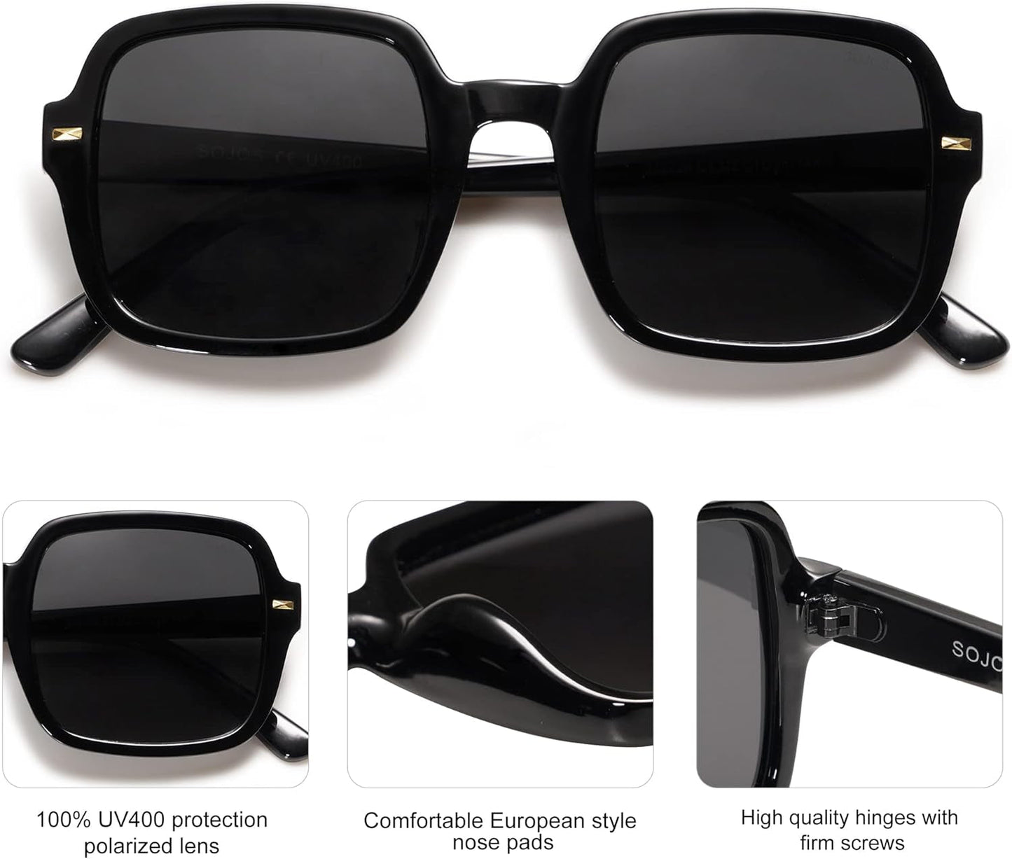 Retro Square Polarized Sunglasses for Women Men Classic Trendy Sunnies SJ2226
