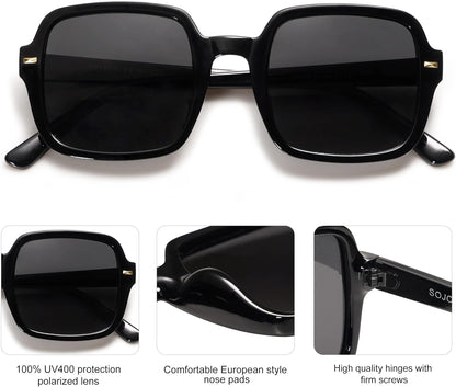 Retro Square Polarized Sunglasses for Women Men Classic Trendy Sunnies SJ2226