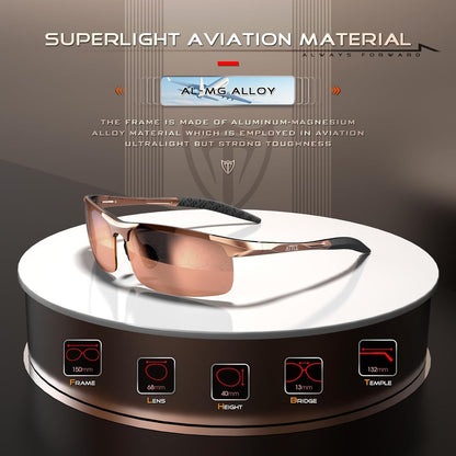 Men'S Fashion Driving Polarized Sunglasses for Men - Al-Mg Metal Ultralight Frame