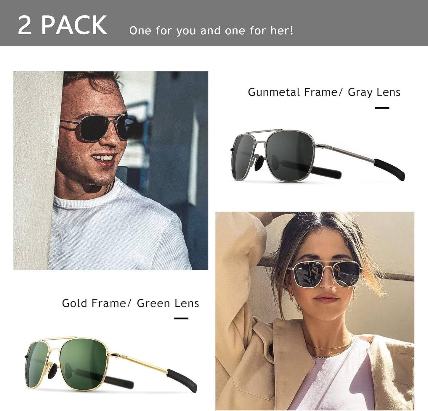 Men'S Military Style Polarized Pilot Aviator Sunglasses Bayonet Temples