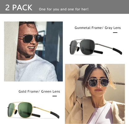 Men'S Military Style Polarized Pilot Aviator Sunglasses Bayonet Temples