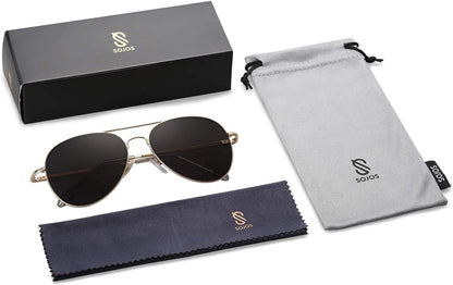 Classic Aviator Sunglasses for Women Men Metal Spring Hinges SJ1030