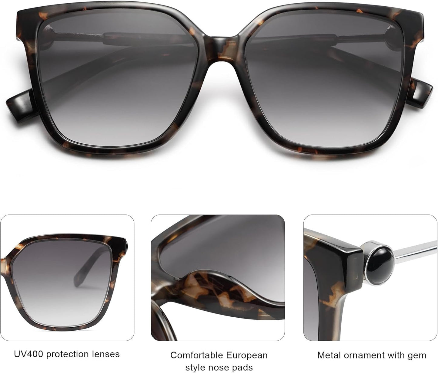 Fashion Square Sunglasses for Women Trendy UV Protection Lens Womens Sunnies Sunglasses SJ2196 - WORLD TIME VISITS