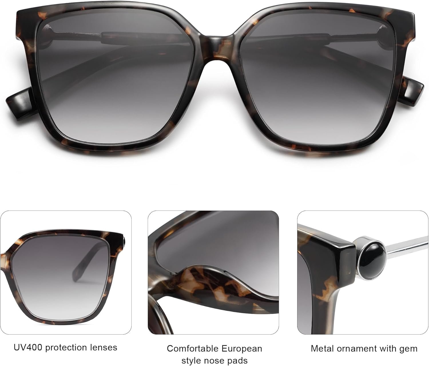 Fashion Square Sunglasses for Women Trendy UV Protection Lens Womens Sunnies Sunglasses SJ2196 - WORLD TIME VISITS