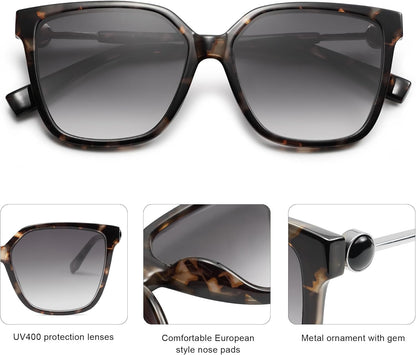 Fashion Square Sunglasses for Women Trendy UV Protection Lens Womens Sunnies Sunglasses SJ2196 - WORLD TIME VISITS