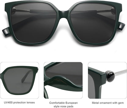 Fashion Square Sunglasses for Women Trendy UV Protection Lens Womens Sunnies Sunglasses SJ2196 - WORLD TIME VISITS