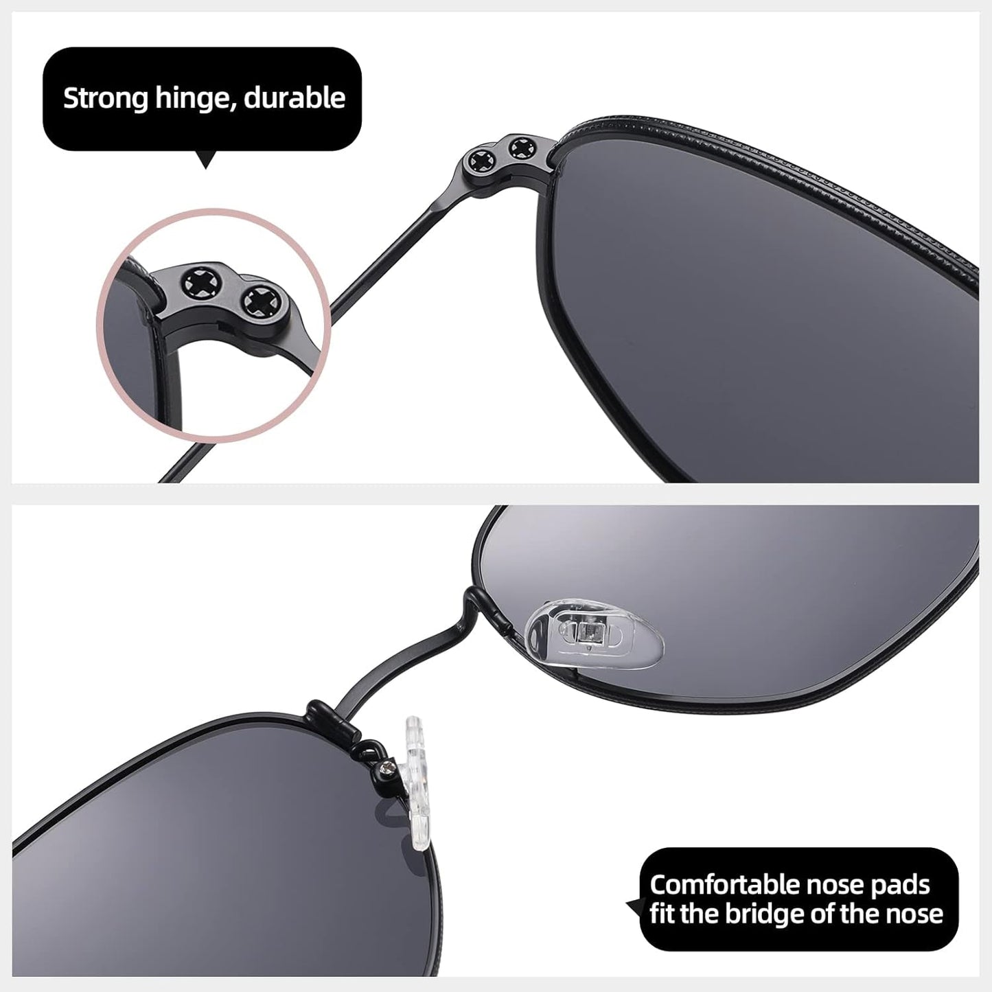 Polarized Hexagon Sunglasses for Women Men Polygon Square Sun Glasses UV400 Protection Metal Frame