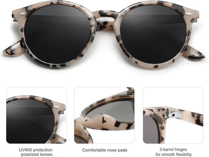 Retro round Polarized Sunglasses for Women Men Classic Vintage Sunnies SJ2069