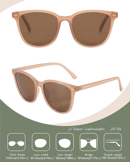Polarized Sunglasses for Women, Square Mirrored Trendy Shades with UV Protection Reduce Glare Sun Glasses - WORLD TIME VISITS