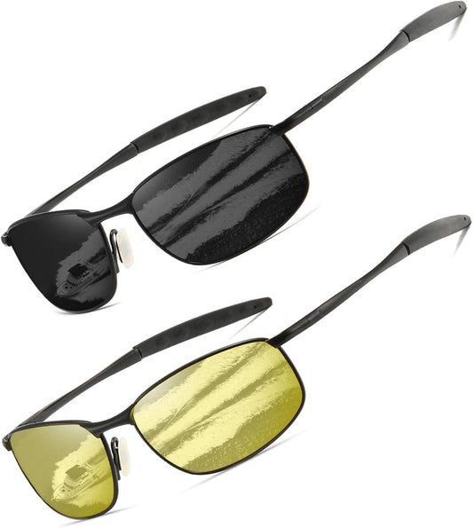 Polarized Sunglasses for Men Rectangle Metal Frame Retro Sun Glasses AE0395 - WORLD TIME VISITS